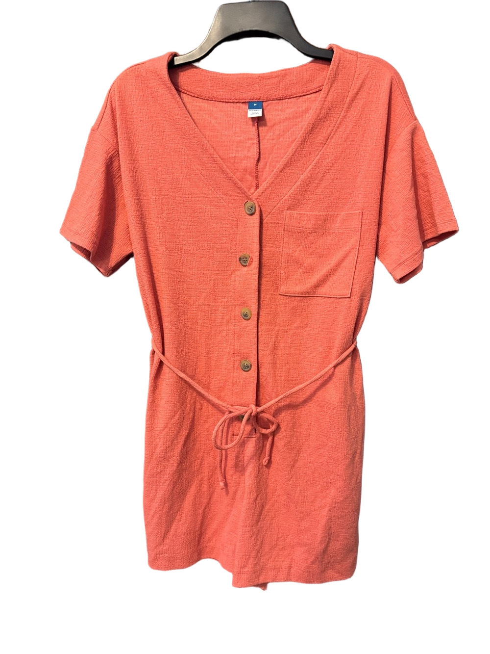 Old Navy Coral Button-Front Short-Sleeve Romper Size M NWT - Picture 2 of 3